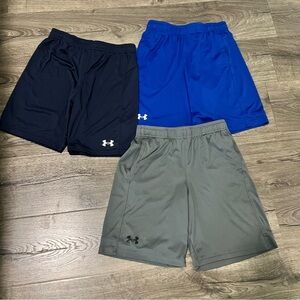 Under Armour Boys’ Shorts Lot of 3 Youth Size Large (14-16) Navy, Gray, Blue